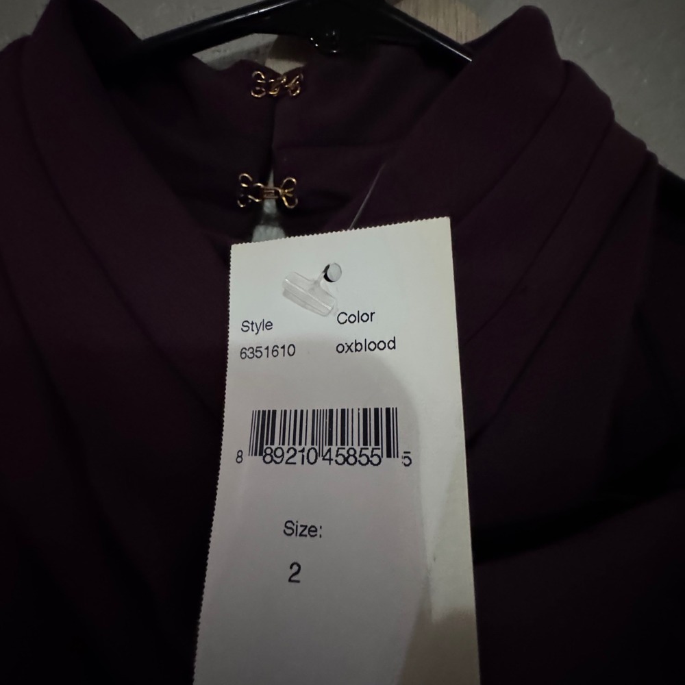 NWT $435 Black Halo Estella Jumpsuit Oxblood Draped Mock Neck High Waist Sz‎ 2 - Picture 10 of 15